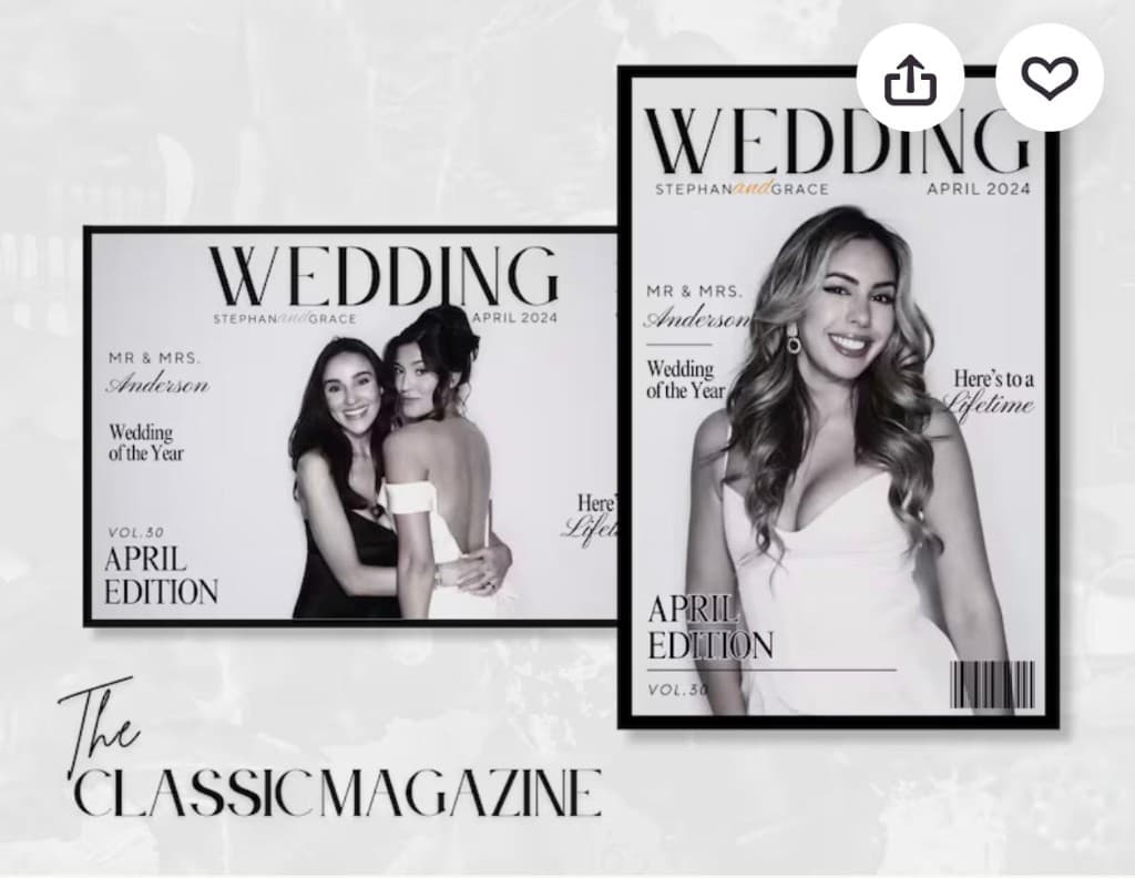 Classic magazine-style wedding print layout duo